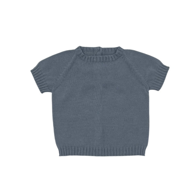 Li + Me - Knit Short Sleeve Top + Pant Set - Ocean-Sets-3M-Posh Baby