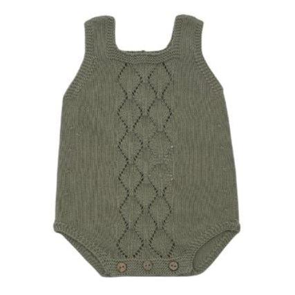 Li + Me - Knit Sleeveless Bubble Romper - Green-Footies + Rompers (Fashion)-1M-Posh Baby