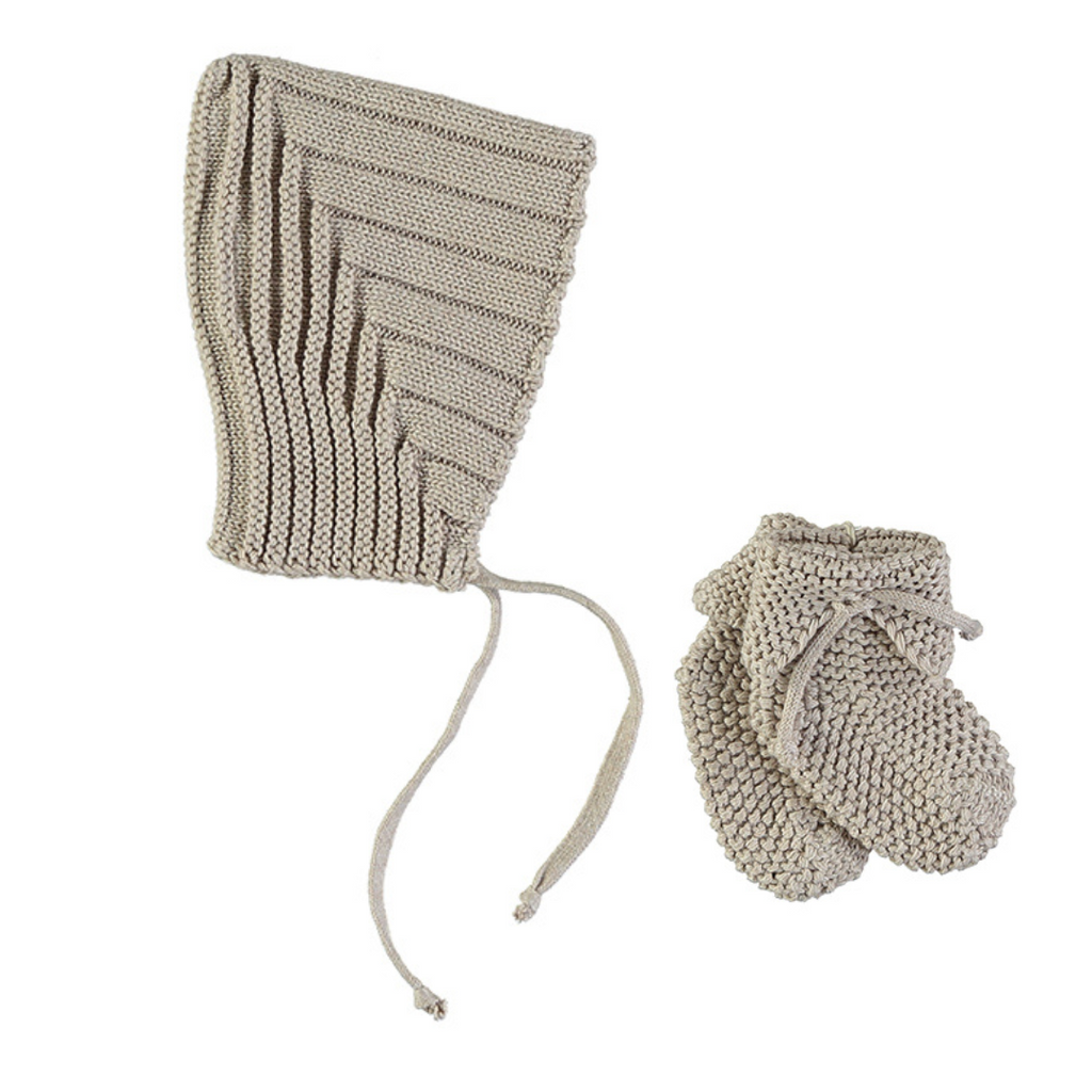 Li + Me (Made in Spain) - Knit Hat + Booties Set - Toasted-Hats-1-3M-Posh Baby