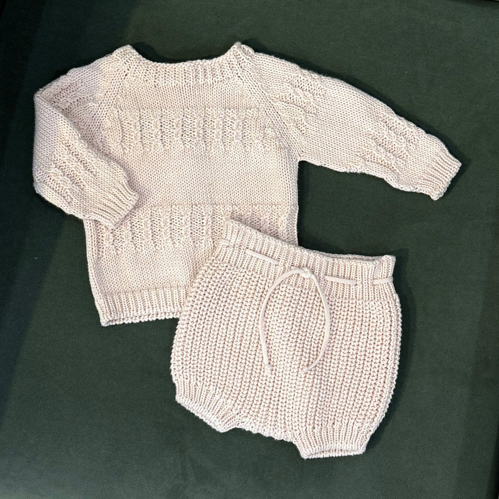 Li + Me (Made in Spain) - Knit Sweater + Bloomer Set - Blush-Sets-1M-Posh Baby