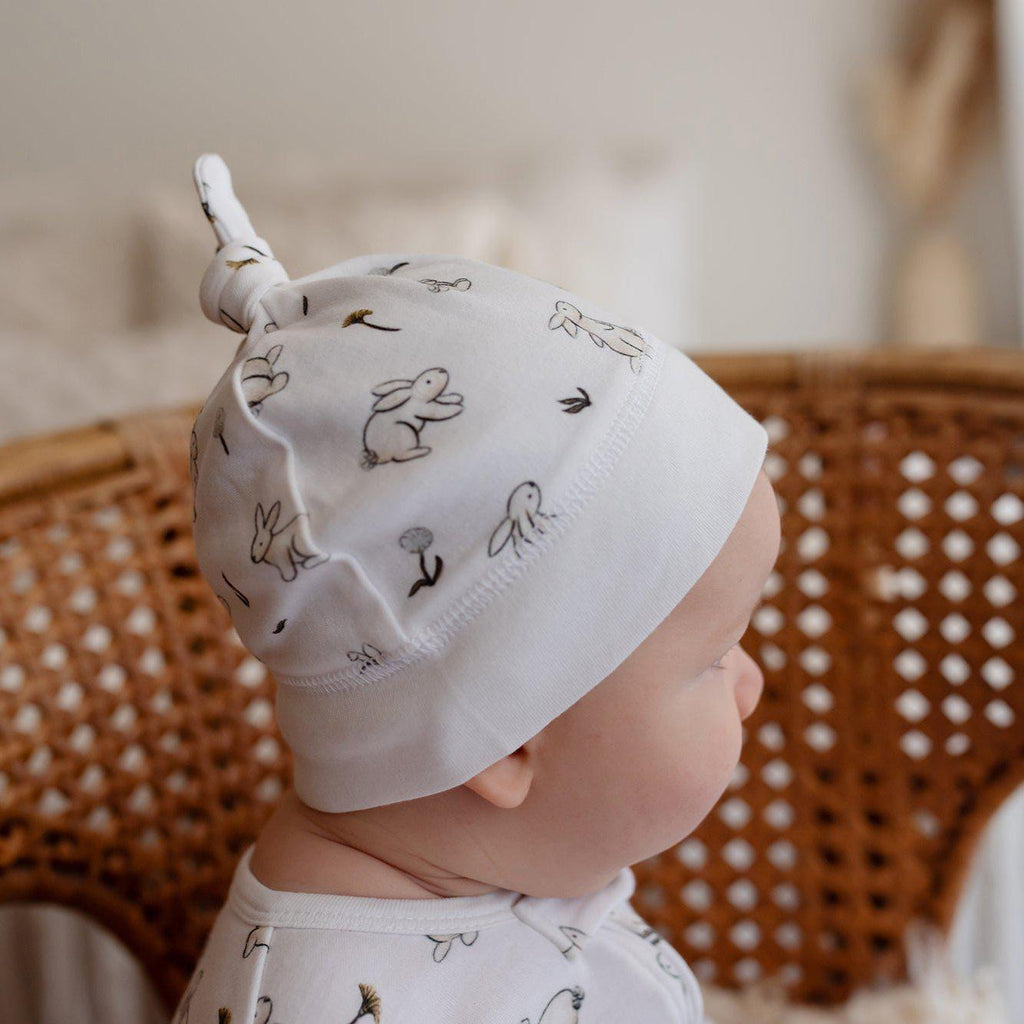 Lovedbaby - Organic Banded Top-Knot Hat - Bunny-Hats-Preemie/NB-Posh Baby