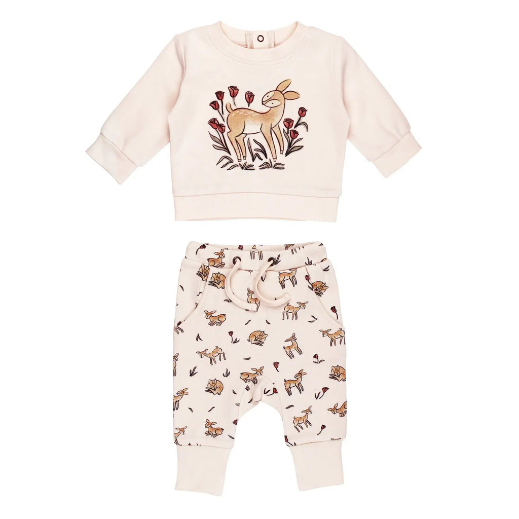 Lovedbaby - Organic Sweatshirt + Jogger Set - Doe-a-Deer-Sets-0-3M-Posh Baby