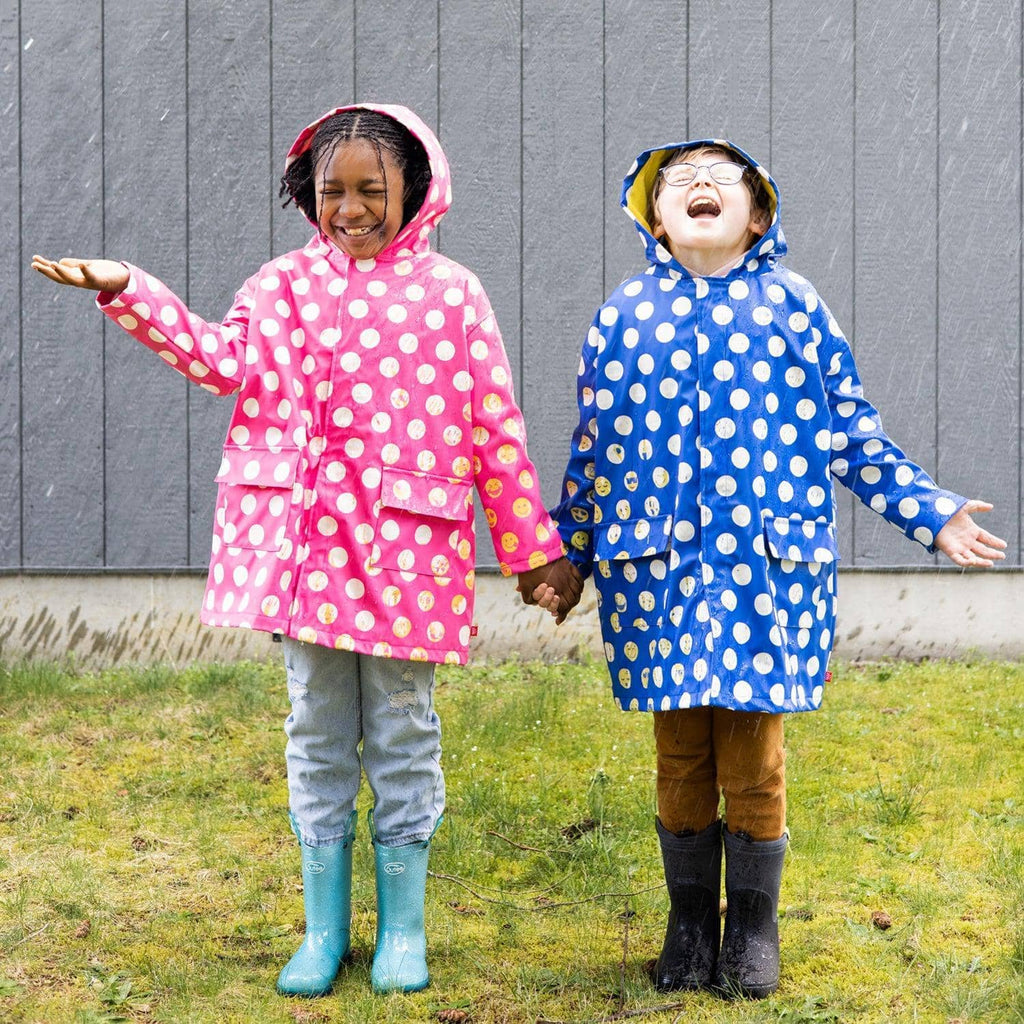 Magnetic Me - Raincoat - Blue Polka Dot Emoji-Coats + Outerwear-2Y-Posh Baby