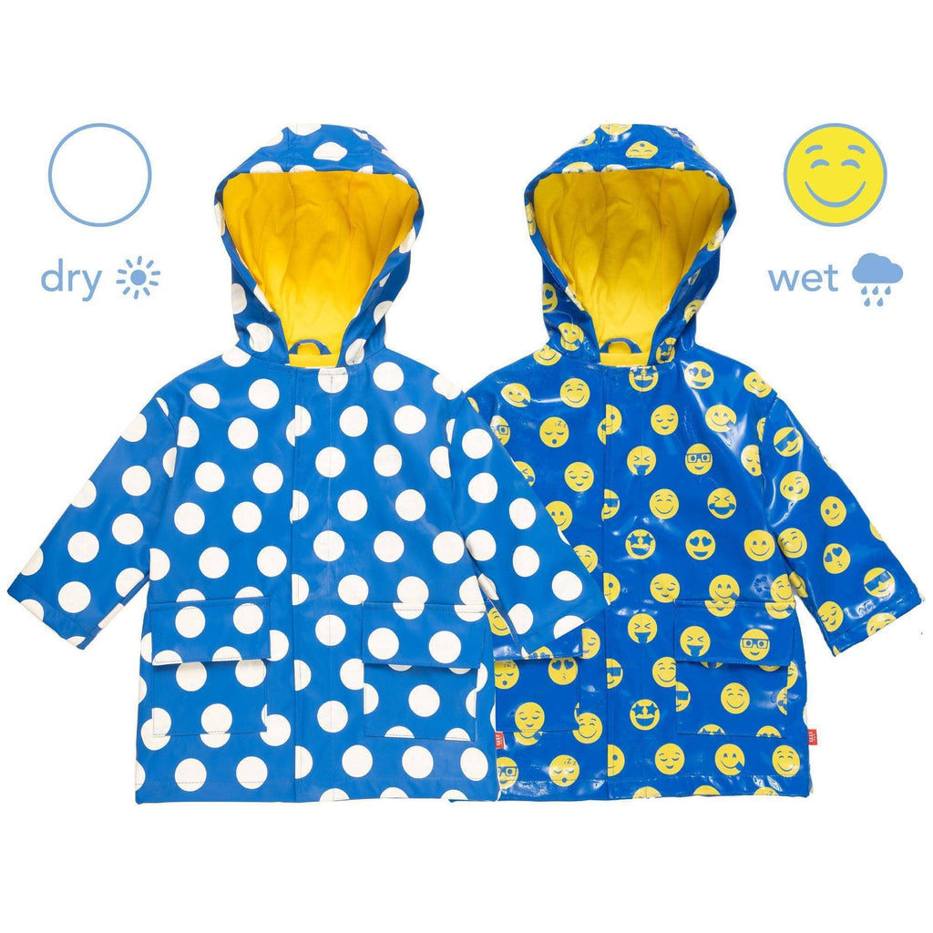 Magnetic Me - Raincoat - Blue Polka Dot Emoji-Coats + Outerwear-2Y-Posh Baby