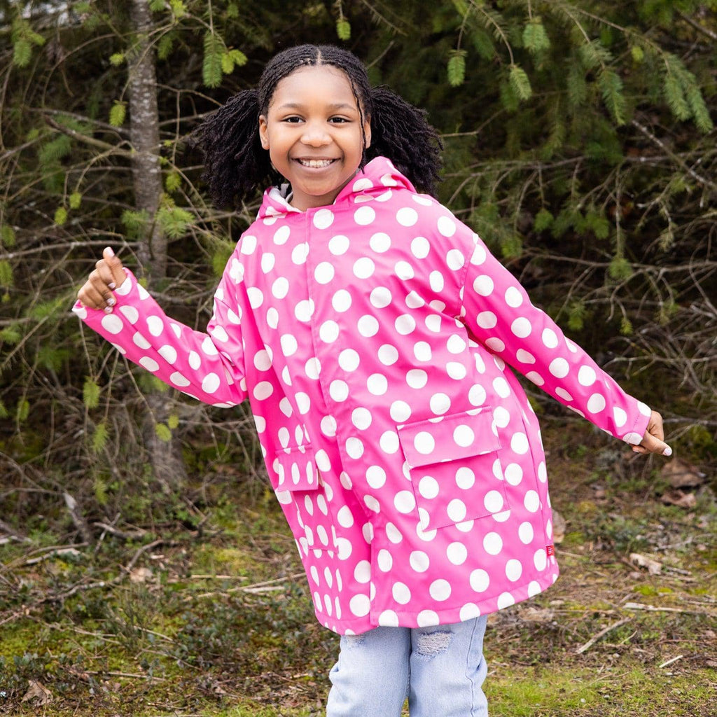 Magnetic Me - Raincoat - Pink Polka Dot Emoji-Coats + Outerwear-2Y-Posh Baby