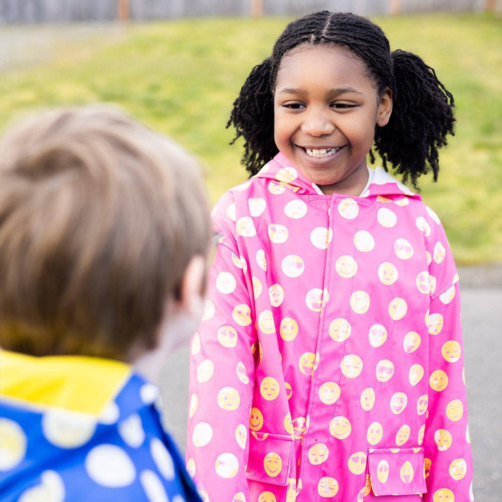 Magnetic Me - Raincoat - Pink Polka Dot Emoji-Coats + Outerwear-2Y-Posh Baby