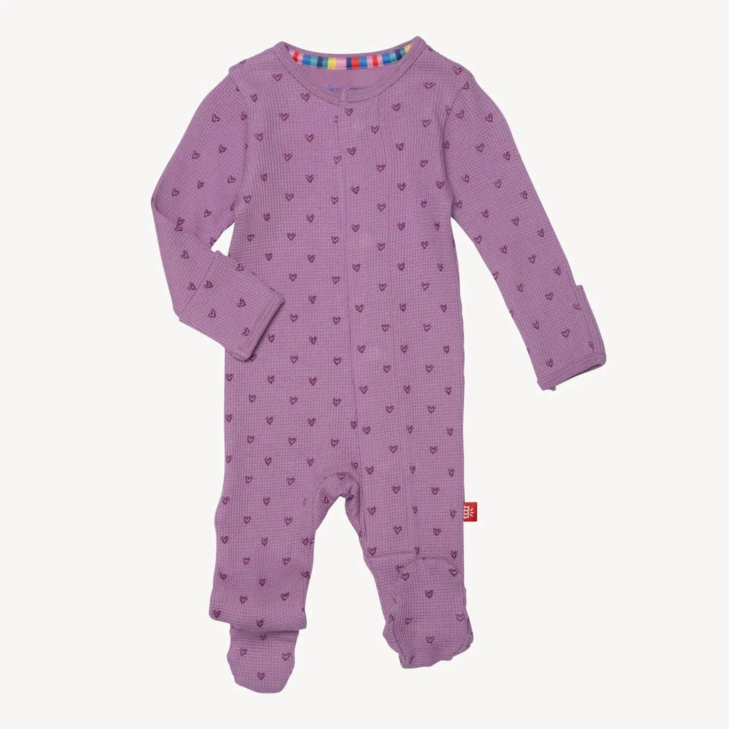 Magnetic Me - Waffle Modal Footie - Pink Ribbon-Footies + Rompers (Basic)-Preemie-Posh Baby