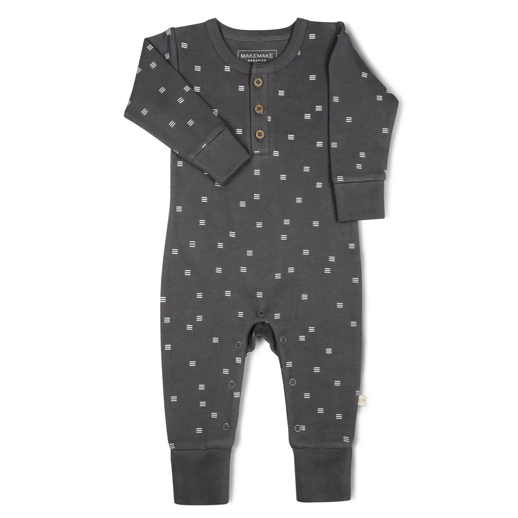 Makemake Organics - Button Romper - Dash-Footies + Rompers (Fashion)-0-3M-Posh Baby