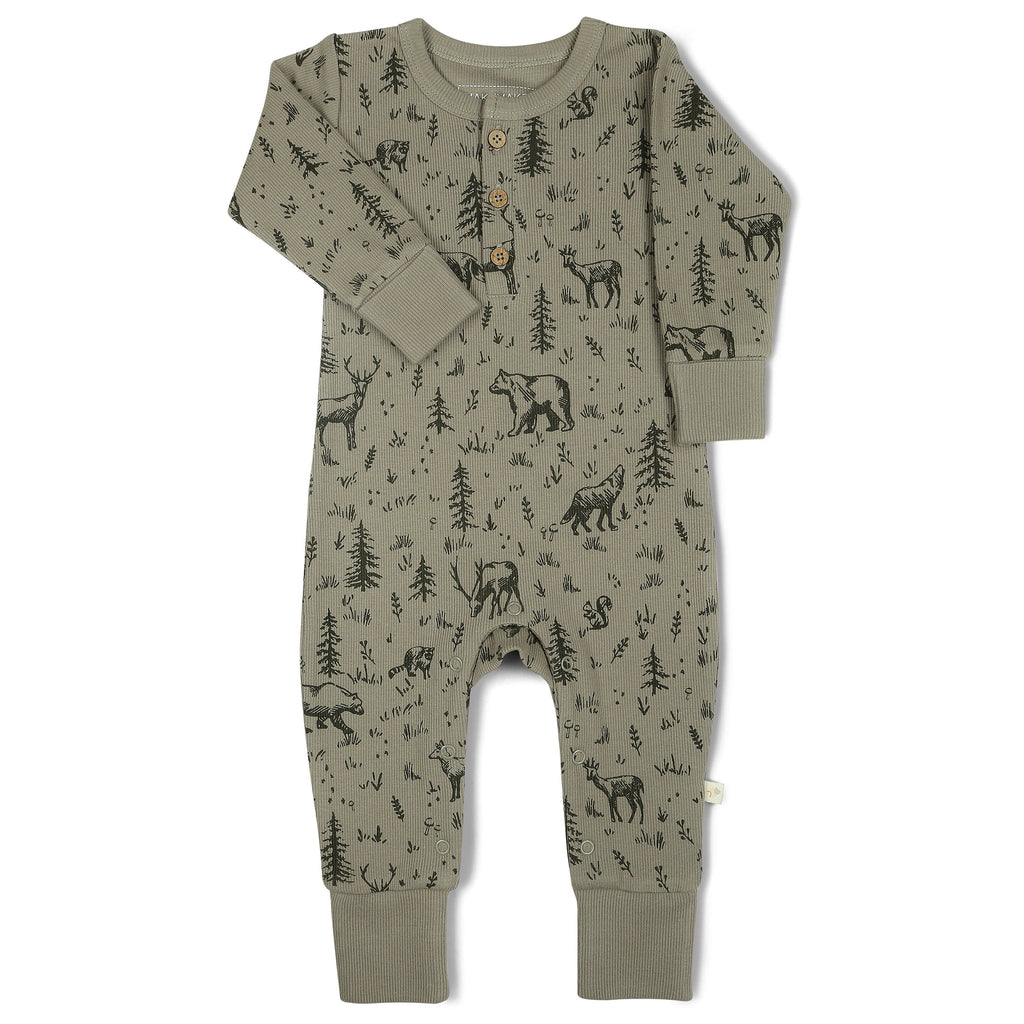 Makemake Organics - Button Romper - Forest Folk-Footies + Rompers (Fashion)-0-3M-Posh Baby