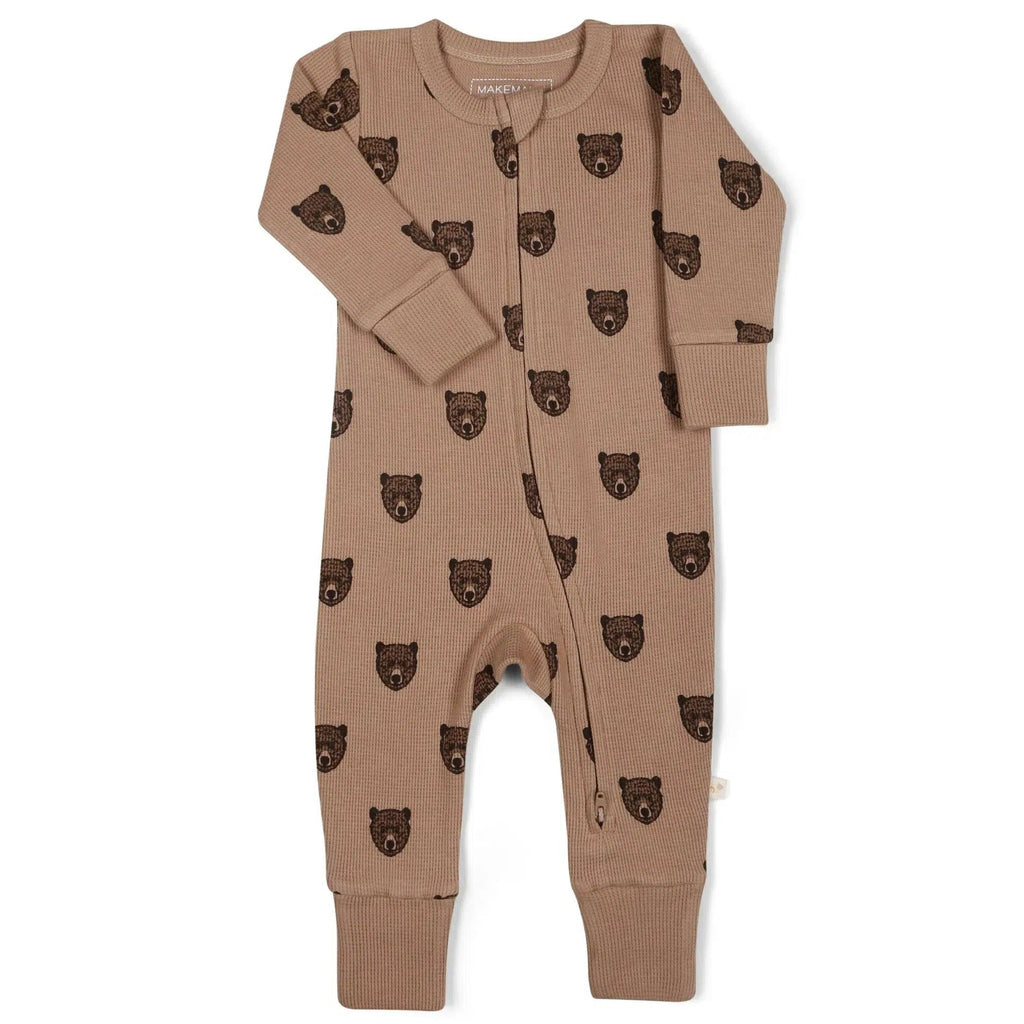 Makemake Organics - Two-Way Zipper Romper - Wild Bear-Footies + Rompers (Basic)-0-3M-Posh Baby