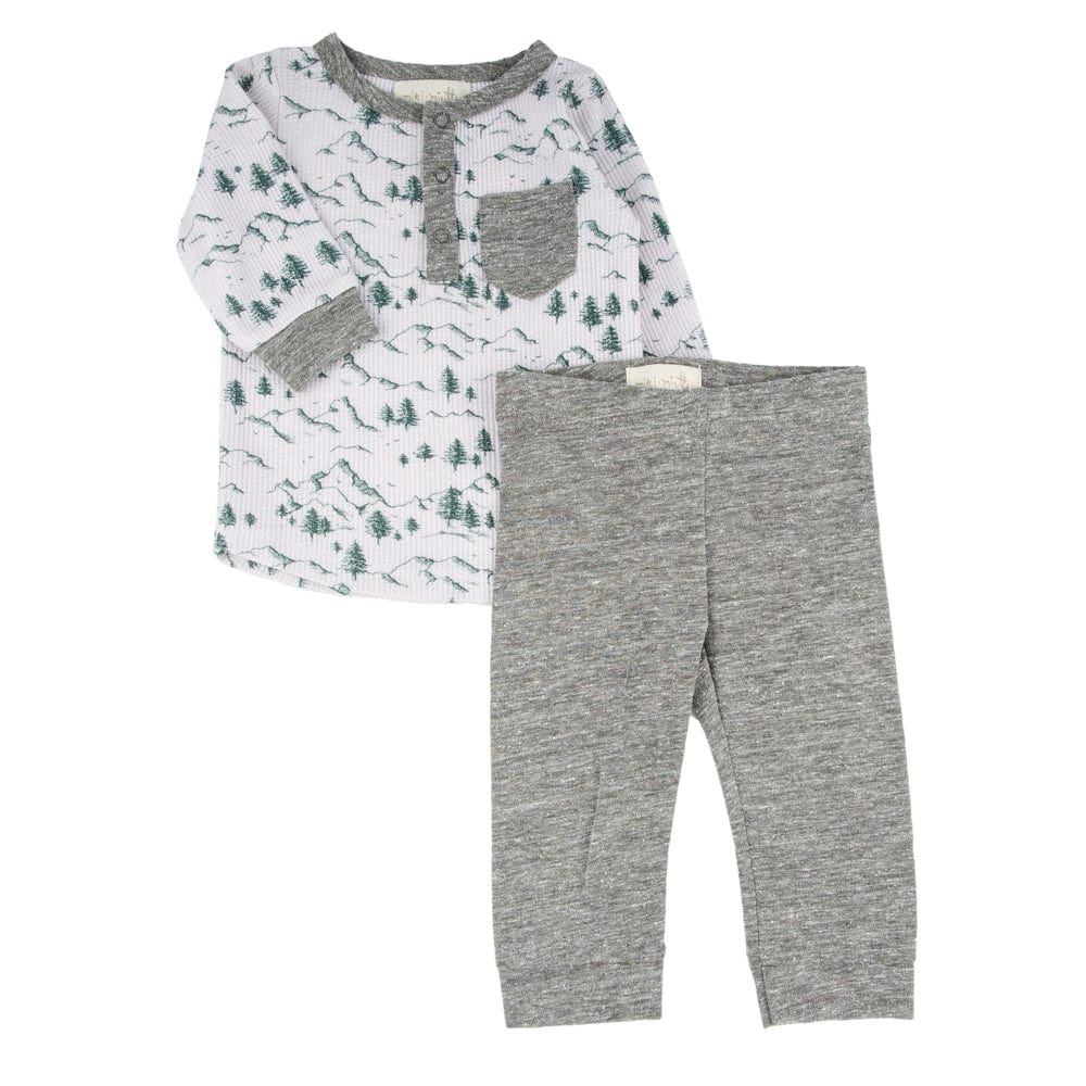 Miki Miette - Waffle Tee + Pant Set - Alpine-Sets-0-3M-Posh Baby