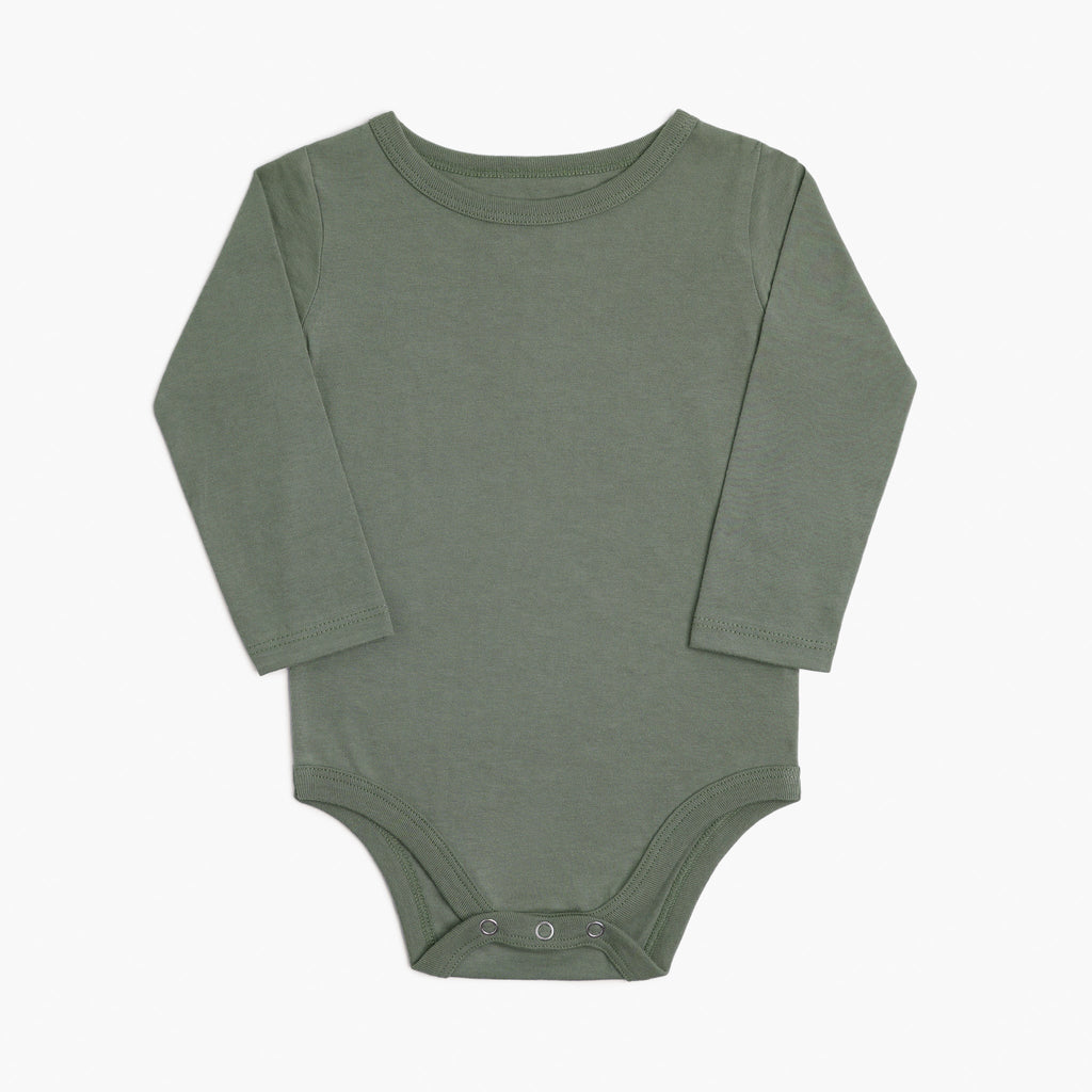 Mini Mioche - Organic Long Sleeve Bodysuit - Thyme-Onesies-0-3M-Posh Baby