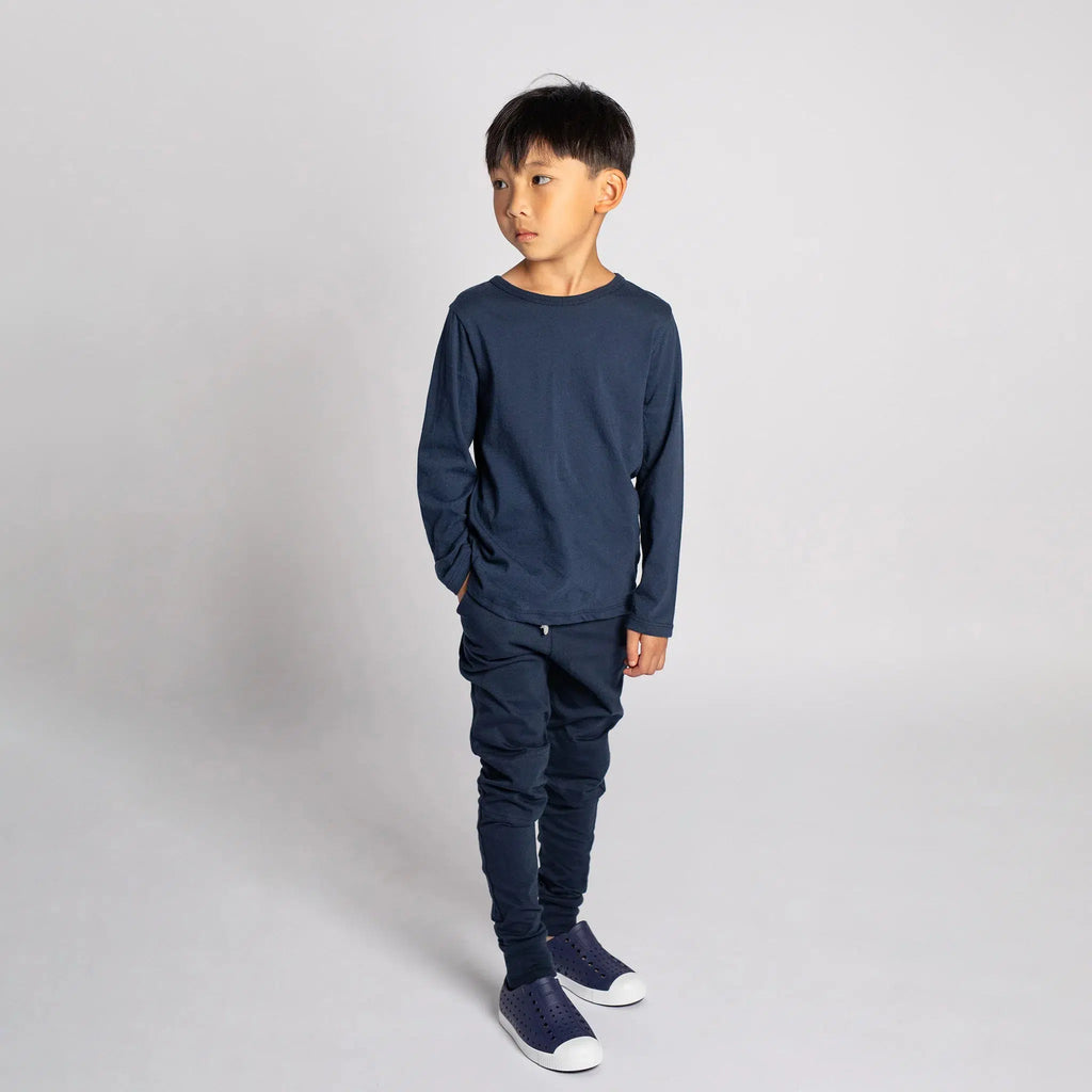 Mini Mioche - Organic Long Sleeve Cloud Tee - Navy-Long Sleeves-12-18M-Posh Baby