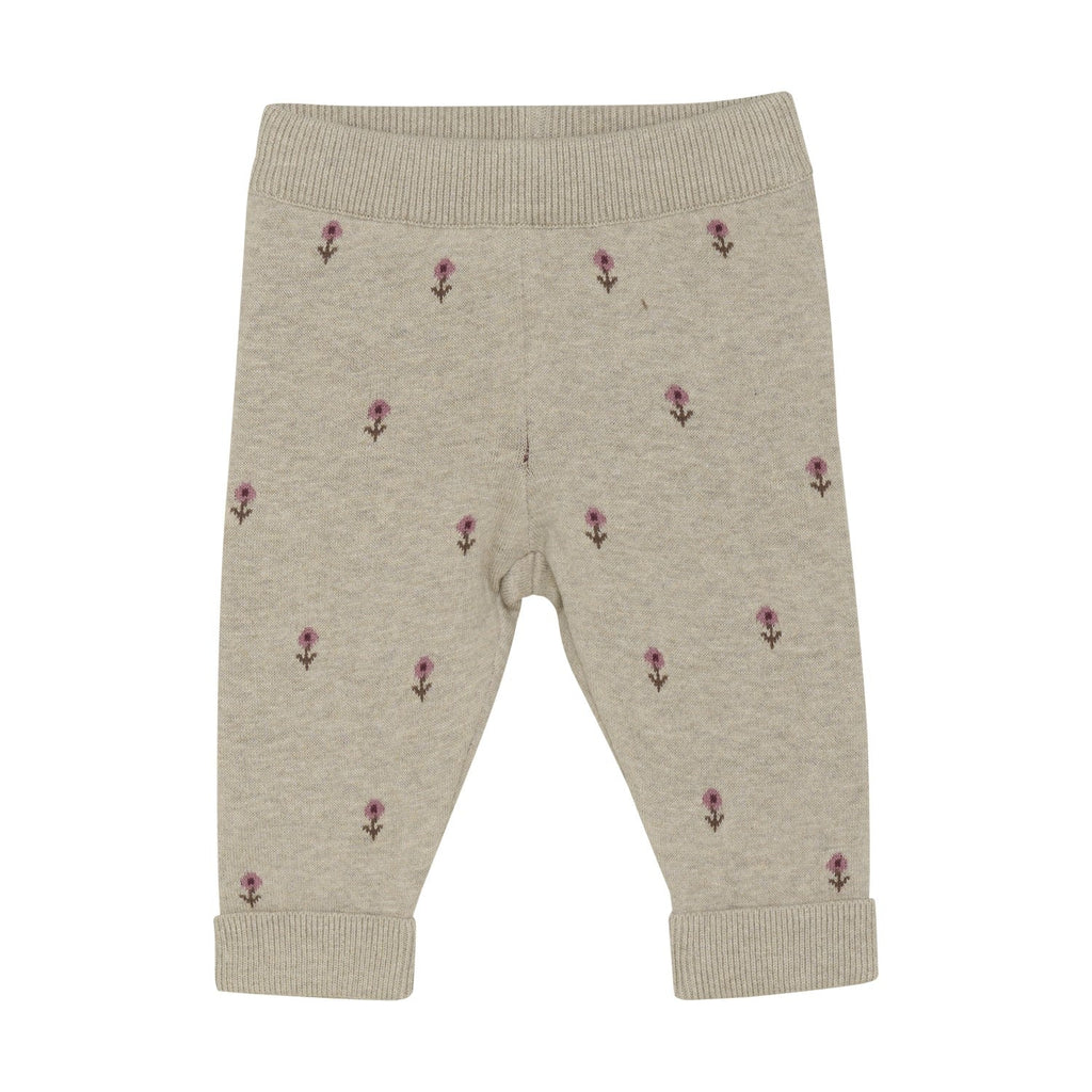 Minymo - Knit Pant + Sweater Set - Oatmeal Flowers-Sets-0-3M (1M)-Posh Baby