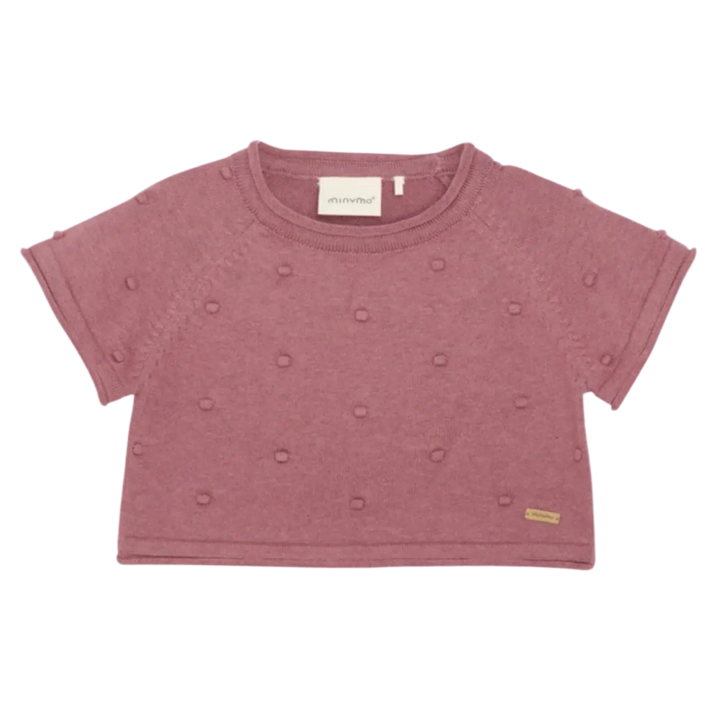 Minymo - Knit Slipover - Dark Mauve-Short Sleeves-3-6M (3M)-Posh Baby