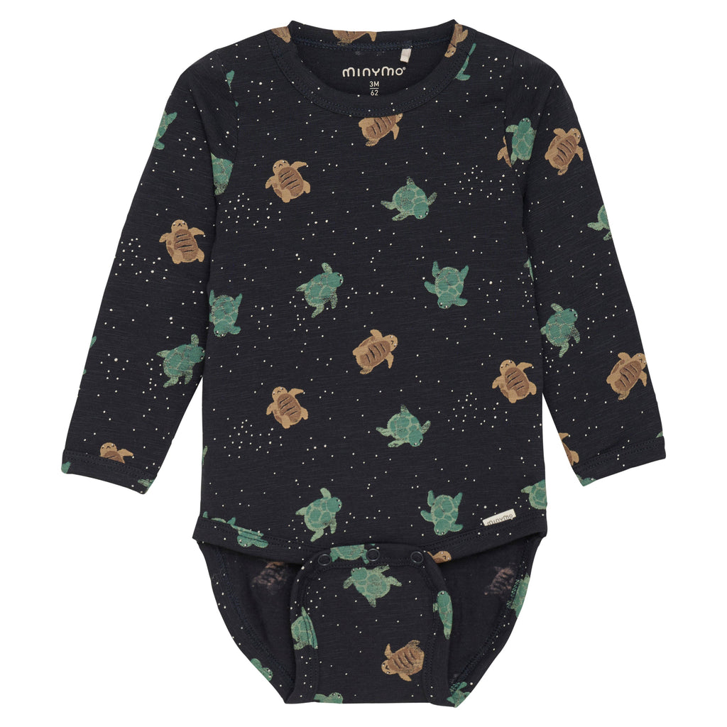 Minymo - Long Sleeve Bodysuit - Winter Turtles-Onesies-3-6M (3M)-Posh Baby