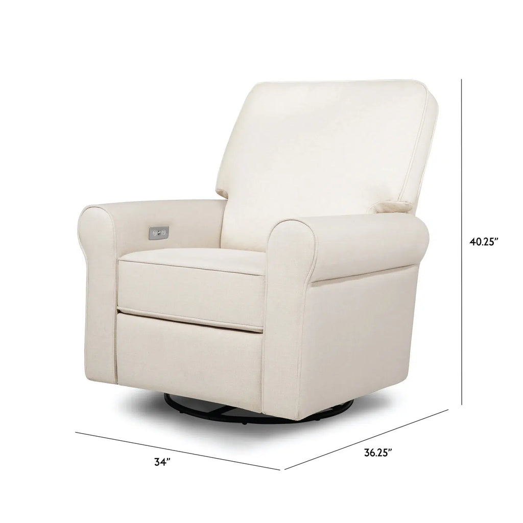 Monogram by Namesake - Monroe Pillowback Power Recliner - Natural Eco-Twill Performance Fabric-Chairs-Store Pickup - TAKE IT HOME TODAY!-Posh Baby