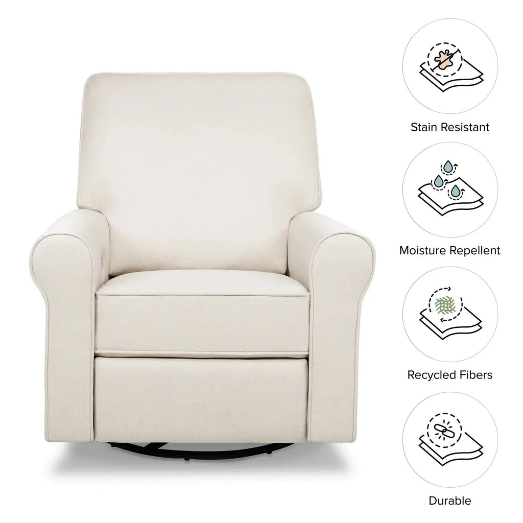 Monogram by Namesake - Monroe Pillowback Power Recliner - Natural Eco-Twill Performance Fabric-Chairs-Store Pickup - TAKE IT HOME TODAY!-Posh Baby