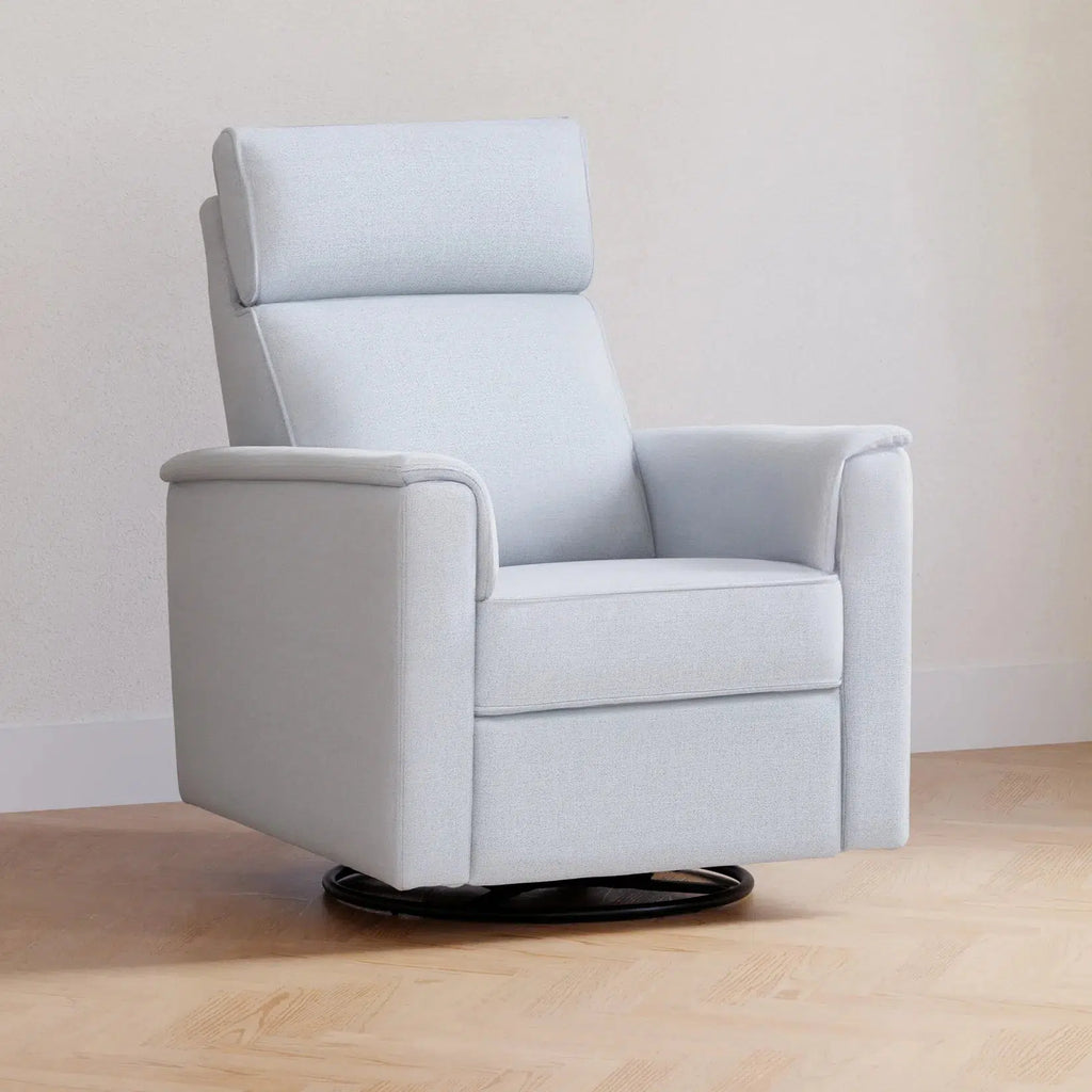 Monogram by Namesake - Willa Power Recliner w/ Adjustable Headrest - Chambray Performance Eco-Twill-Chairs-Store Pickup in 2-5 Weeks-Posh Baby