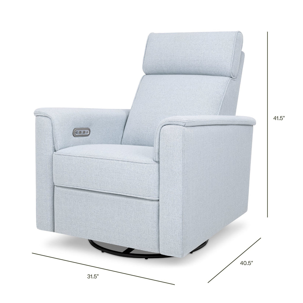 Monogram by Namesake - Willa Power Recliner w/ Adjustable Headrest - Chambray Performance Eco-Twill-Chairs-Store Pickup in 2-5 Weeks-Posh Baby