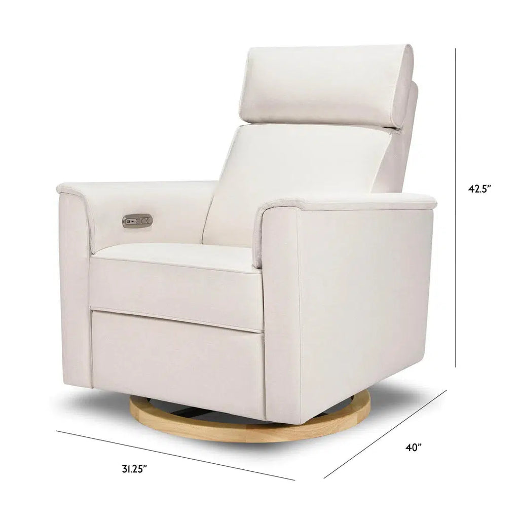 Monogram by Namesake - Willa Power Recliner w/ Adjustable Headrest - Cream Eco-Weave Performance Fabric-Chairs-Store Pickup in 2-5 Weeks-Posh Baby