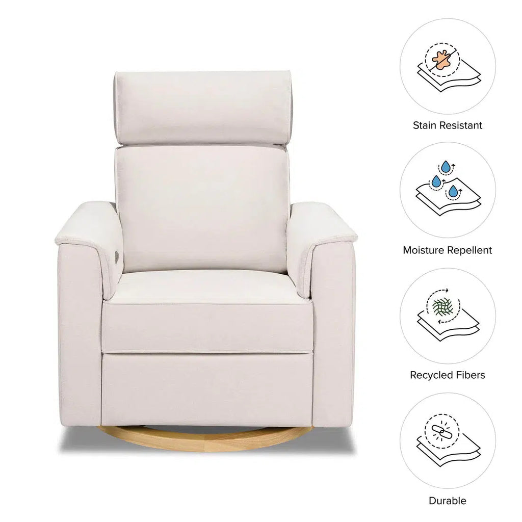 Monogram by Namesake - Willa Power Recliner w/ Adjustable Headrest - Cream Eco-Weave Performance Fabric-Chairs-Store Pickup in 2-5 Weeks-Posh Baby