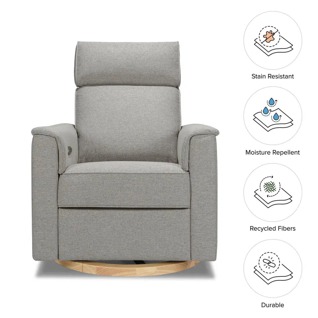 Monogram by Namesake - Willa Power Recliner w/ Adjustable Headrest - Grey Eco-Twill Performance Fabric-Chairs-Store Pickup - TAKE IT HOME TODAY!-Posh Baby