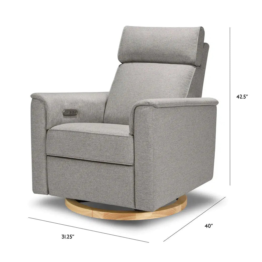 Monogram by Namesake - Willa Power Recliner w/ Adjustable Headrest - Grey Eco-Twill Performance Fabric-Chairs-Store Pickup - TAKE IT HOME TODAY!-Posh Baby