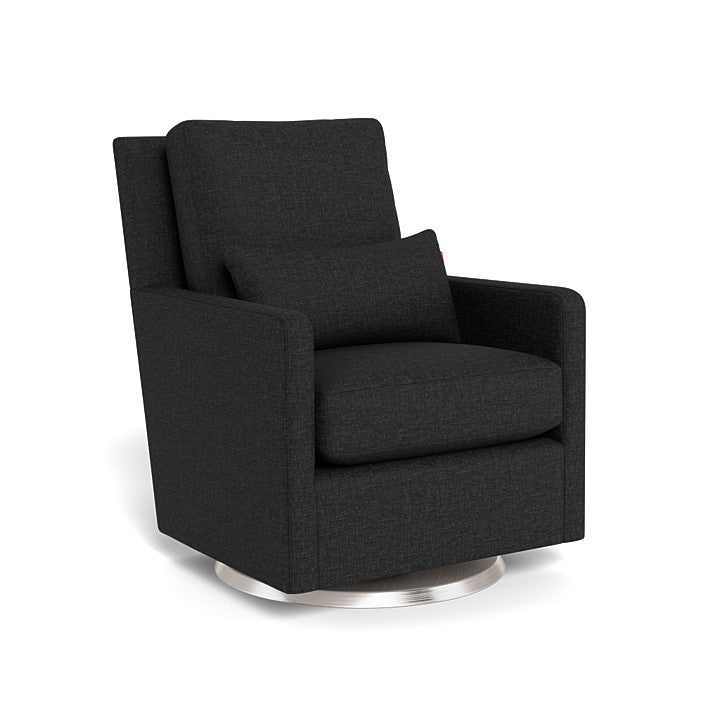 Monte Design - Como Glider - Brushed Silver Swivel Base-Chairs-Black Heathered-Posh Baby