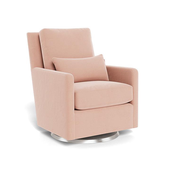 Monte Design - Como Glider - Brushed Silver Swivel Base-Chairs-Blush Velvet-Posh Baby