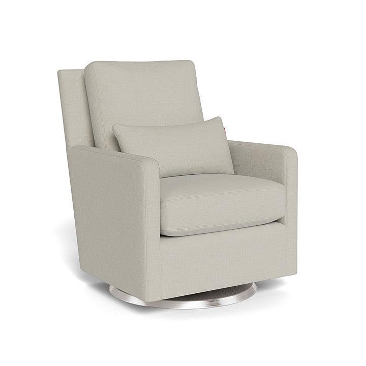 Monte Design - Como Glider - Brushed Silver Swivel Base-Chairs-Misty Grey Organic Cotton & Recycled Polyester-Posh Baby