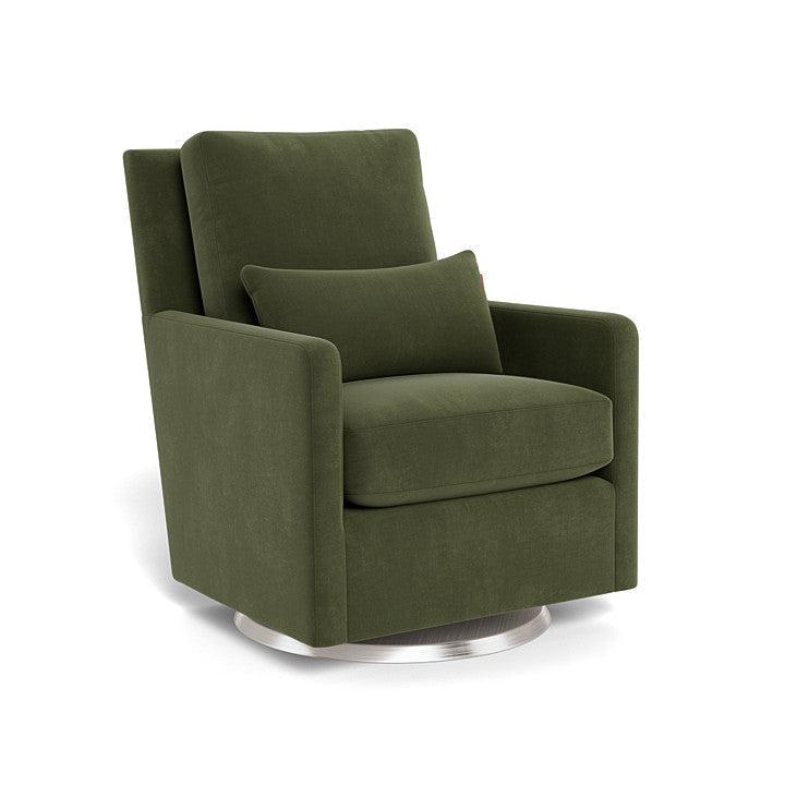 Monte Design - Como Glider - Brushed Silver Swivel Base-Chairs-Moss Green Velvet-Posh Baby