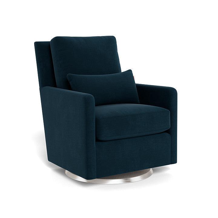 Monte Design - Como Glider - Brushed Silver Swivel Base-Chairs-Navy Velvet-Posh Baby