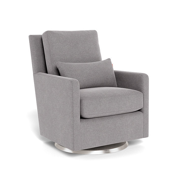 Monte Design - Como Glider - Brushed Silver Swivel Base-Chairs-Pebble Grey Heathered-Posh Baby