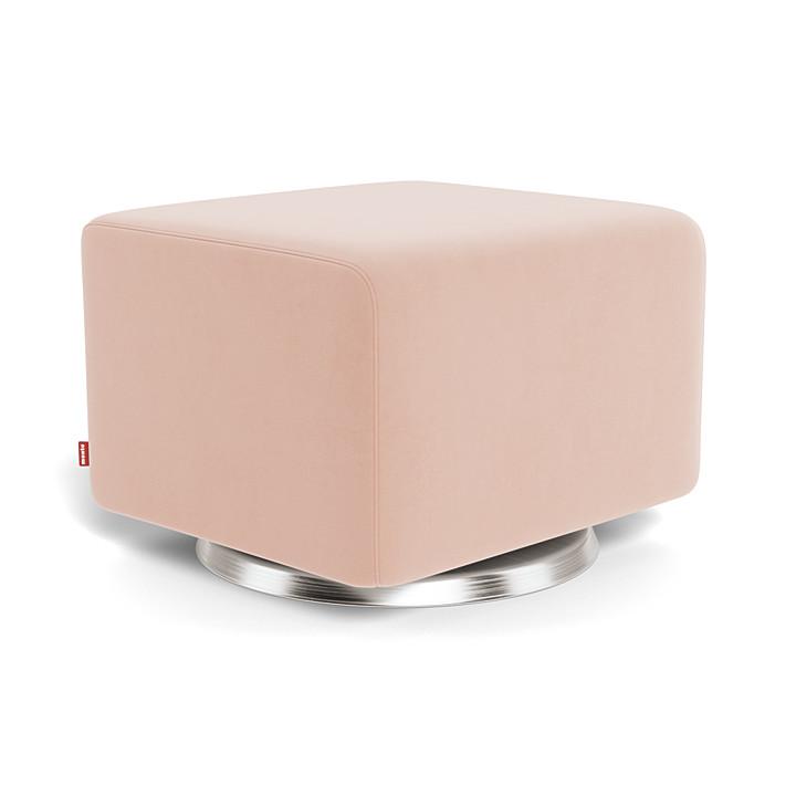 Monte Design - Gliding Ottoman - Brushed Silver Swivel Base-Ottomans-Blush Velvet-Posh Baby