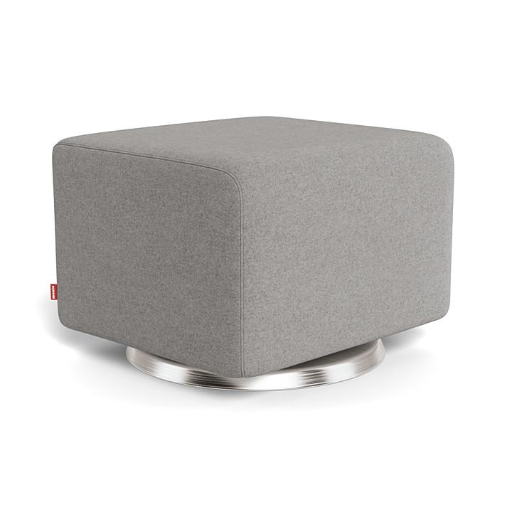 Monte Design - Gliding Ottoman - Brushed Silver Swivel Base-Ottomans-Grey Wool-Posh Baby