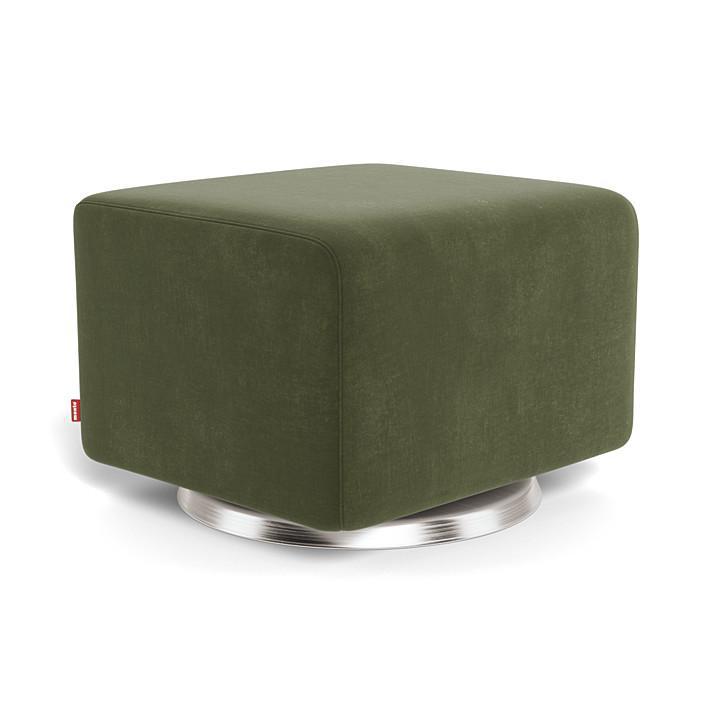 Monte Design - Gliding Ottoman - Brushed Silver Swivel Base-Ottomans-Moss Green Velvet-Posh Baby