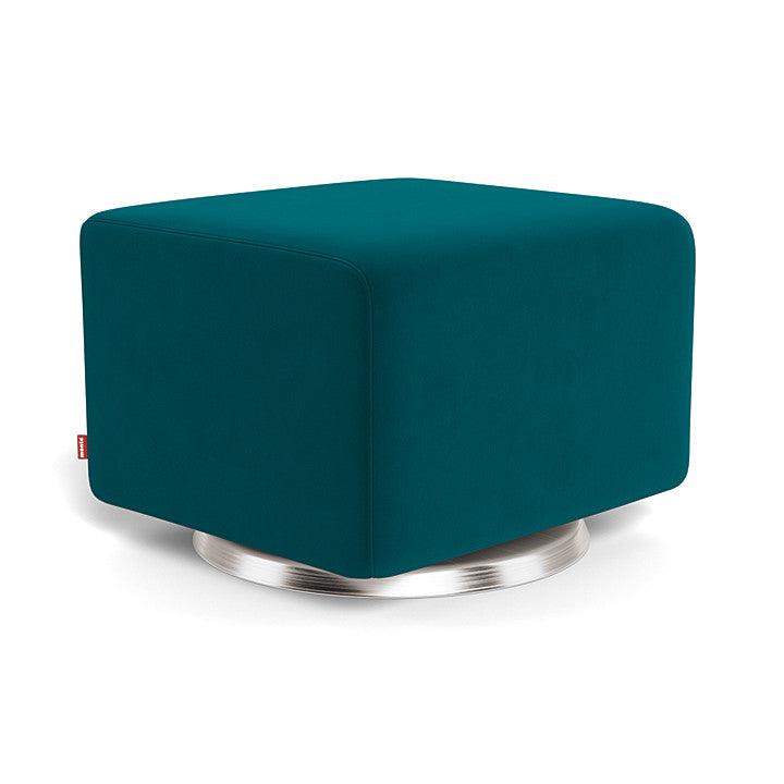 Monte Design - Gliding Ottoman - Brushed Silver Swivel Base-Ottomans-Peacock Velvet-Posh Baby