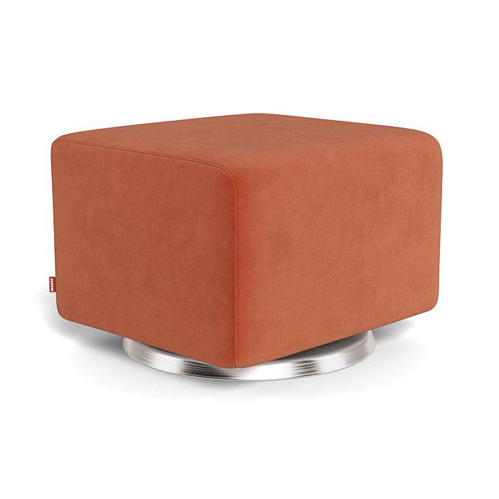 Monte Design - Gliding Ottoman - Brushed Silver Swivel Base-Ottomans-Terracotta Velvet-Posh Baby