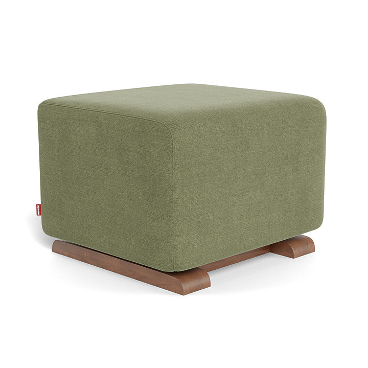 Monte Design - Gliding Ottoman - Walnut Base-Ottomans-Olive Green Brushed Cotton-Linen-Posh Baby