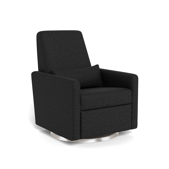 Monte Design - Grano Glider Recliner - Brushed Silver Swivel Base-Chairs-Black Heathered-Posh Baby