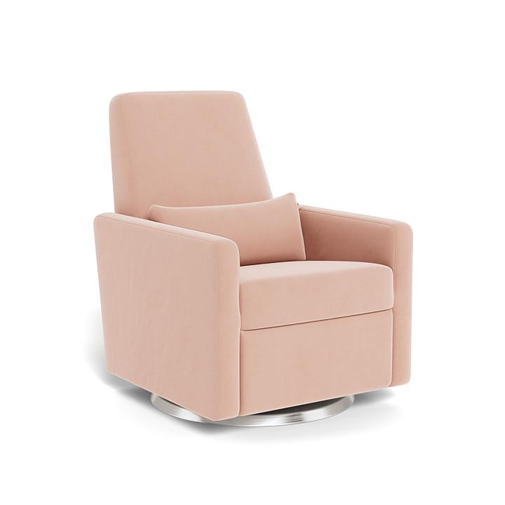 Monte Design - Grano Glider Recliner - Brushed Silver Swivel Base-Chairs-Blush Velvet-Posh Baby