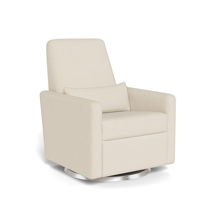 Monte Design - Grano Glider Recliner - Brushed Silver Swivel Base-Chairs-Coastal Cream Organic Cotton & Recycled Polyester-Posh Baby