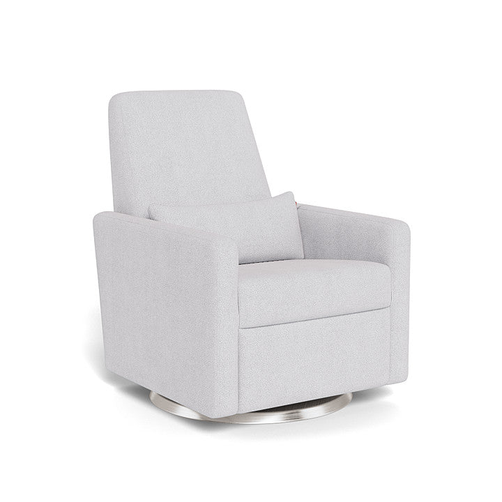 Monte Design - Grano Glider Recliner - Brushed Silver Swivel Base-Chairs-Dove Grey Boucle-Posh Baby