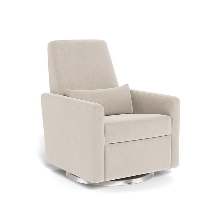 Monte Design - Grano Glider Recliner - Brushed Silver Swivel Base-Chairs-Dune Heathered-Posh Baby