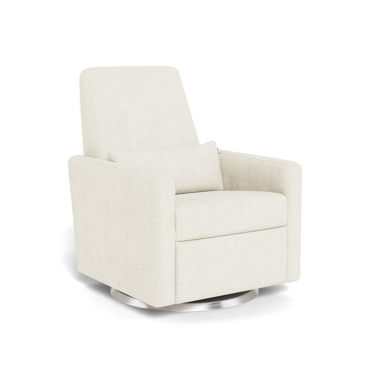 Monte Design - Grano Glider Recliner - Brushed Silver Swivel Base-Chairs-Ivory Boucle-Posh Baby