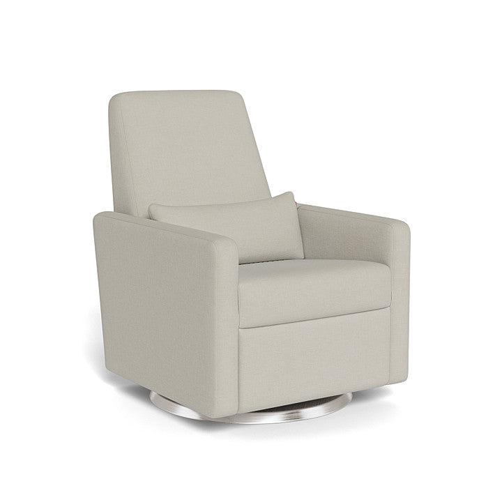 Monte Design - Grano Glider Recliner - Brushed Silver Swivel Base-Chairs-Misty Grey Organic Cotton & Recycled Polyester-Posh Baby