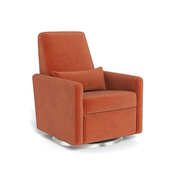 Monte Design - Grano Glider Recliner - Brushed Silver Swivel Base-Chairs-Terracotta Velvet-Posh Baby