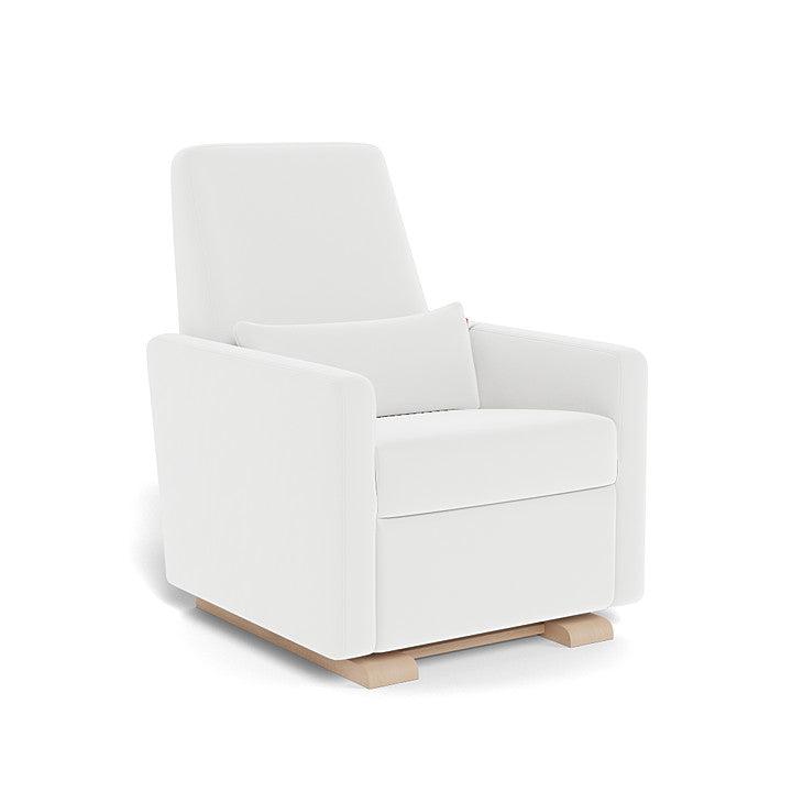 Monte Design - Grano Glider Recliner - Maple Base-Chairs-White Microfiber-Posh Baby