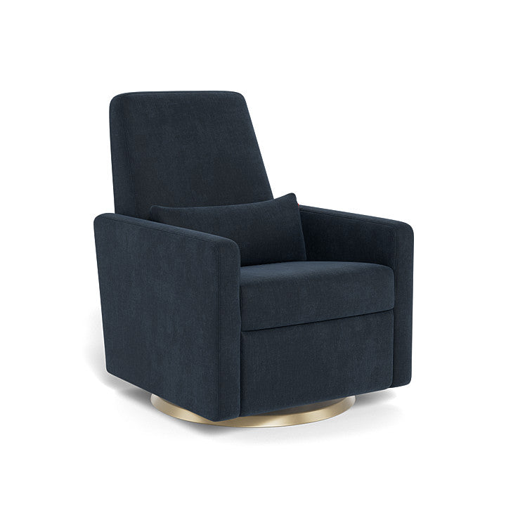 Monte Design - Grano Glider Recliner - Matte Gold Swivel Base-Chairs-Deep Navy Heathered-Posh Baby